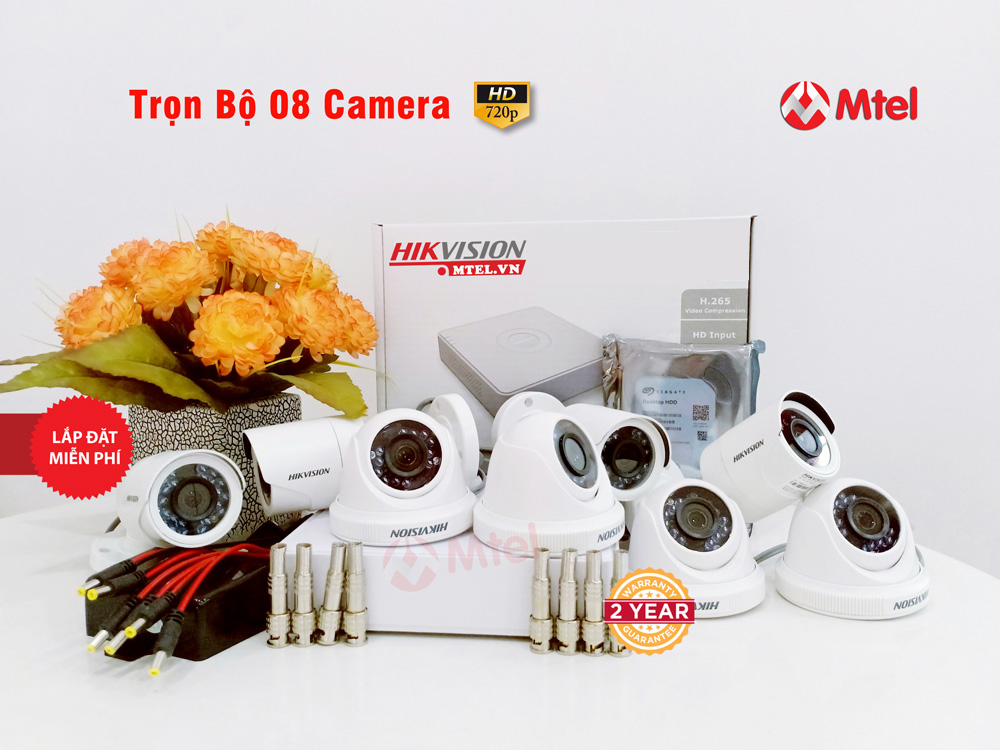 Lắp Đặt Trọn Bộ 8 Camera Hikvision HD 720P 8CE568KNC