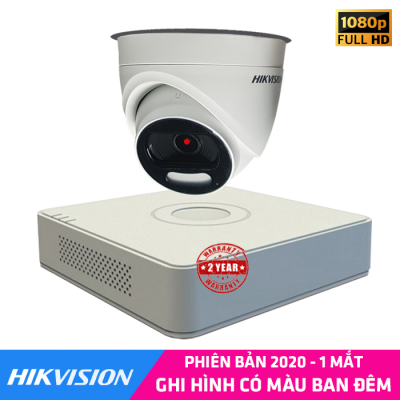 Lắp Đặt Trọn Bộ 1 Camera An Ninh Hikvision Có Màu Full Color Full HD 1080P 2M 1FC201T